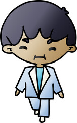 gradient cartoon kawaii cute boy in suit