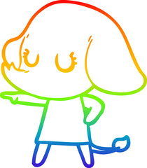 rainbow gradient line drawing cute cartoon elephant