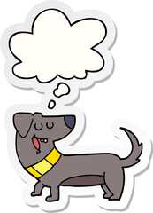 cartoon dog and thought bubble as a printed sticker