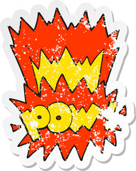 retro distressed sticker of a cartoon pow symbol