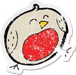retro distressed sticker of a cartoon robin