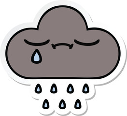 sticker of a cute cartoon storm rain cloud
