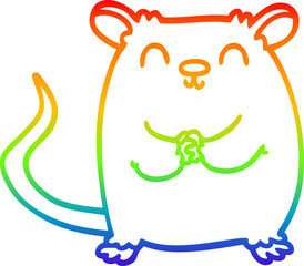 Obraz premium rainbow gradient line drawing cartoon happy mouse