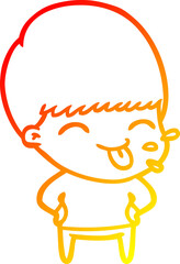 warm gradient line drawing funny cartoon boy