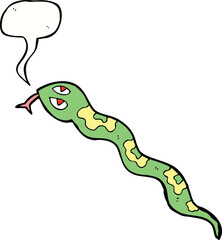 cartoon hissing snake with speech bubble