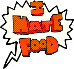 comic book speech bubble cartoon i hate food symbol