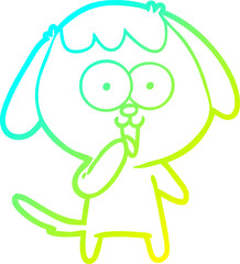 cold gradient line drawing cute cartoon dog