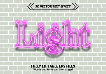 light text effect, editable retro and glowing text style. Neon light wall sign text effect