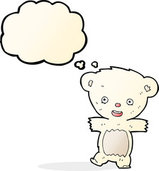 cartoon teddy polar bear cub with thought bubble