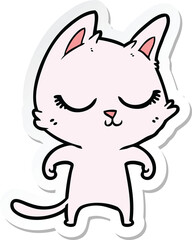 sticker of a calm cartoon cat