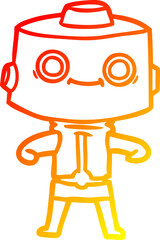 warm gradient line drawing cartoon robot
