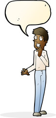 cartoon worried man with speech bubble