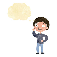 cartoon boy with idea with thought bubble