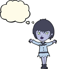 cartoon vampire girl with thought bubble