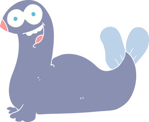 flat color illustration of a cartoon seal