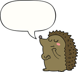 cute cartoon hedgehog and speech bubble