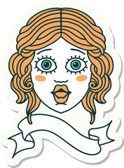 tattoo sticker with banner of female face