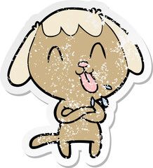 distressed sticker of a cute cartoon dog