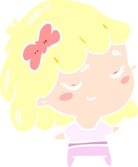 cute flat color style cartoon happy girl
