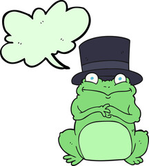 speech bubble cartoon frog in top hat