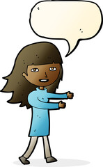 cartoon happy girl with speech bubble
