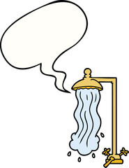 cartoon shower and speech bubble
