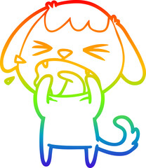 rainbow gradient line drawing cute cartoon dog barking