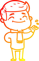 warm gradient line drawing happy cartoon man