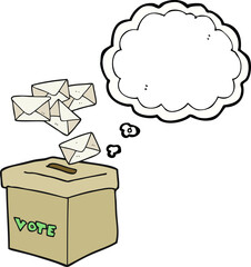 thought bubble cartoon ballot box