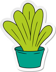 sticker cartoon doodle of a green indoor plant