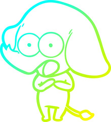 cold gradient line drawing cute cartoon elephant