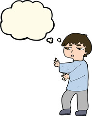 cartoon man gesturing with thought bubble