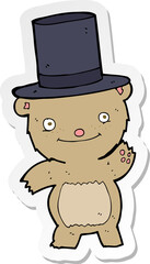 sticker of a cartoon bear in top hat