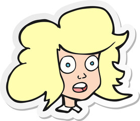 sticker of a cartoon surprised female face