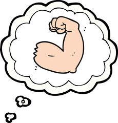 thought bubble cartoon strong arm flexing bicep