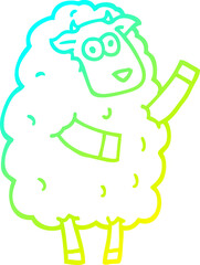 cold gradient line drawing cartoon sheep