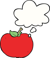 cartoon apple and thought bubble