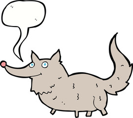 cartoon little wolf with speech bubble