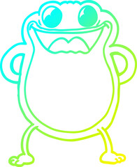 cold gradient line drawing cartoon frog