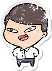 distressed sticker of a cartoon happy business man