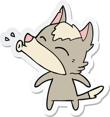 sticker of a howling wolf cartoon