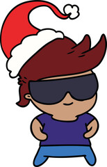 christmas cartoon of kawaii boy