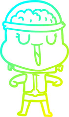 cold gradient line drawing happy cartoon robot