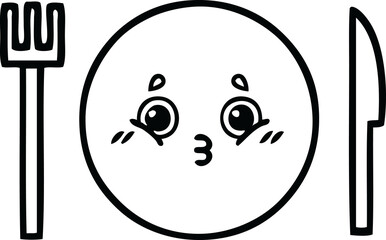 line drawing cartoon dinner plate