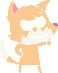 flat color style cartoon grinning fox