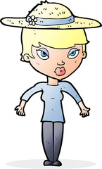 cartoon woman in summer hat