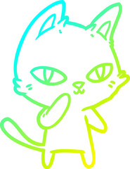 cold gradient line drawing cartoon cat staring