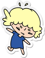 sticker cartoon of a cute kawaii girl