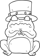 black and white cartoon wealthy toad