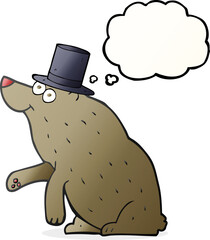 thought bubble cartoon bear in top hat